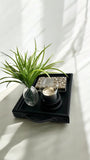 ORSON Black Faux Leather Tray with Handles
